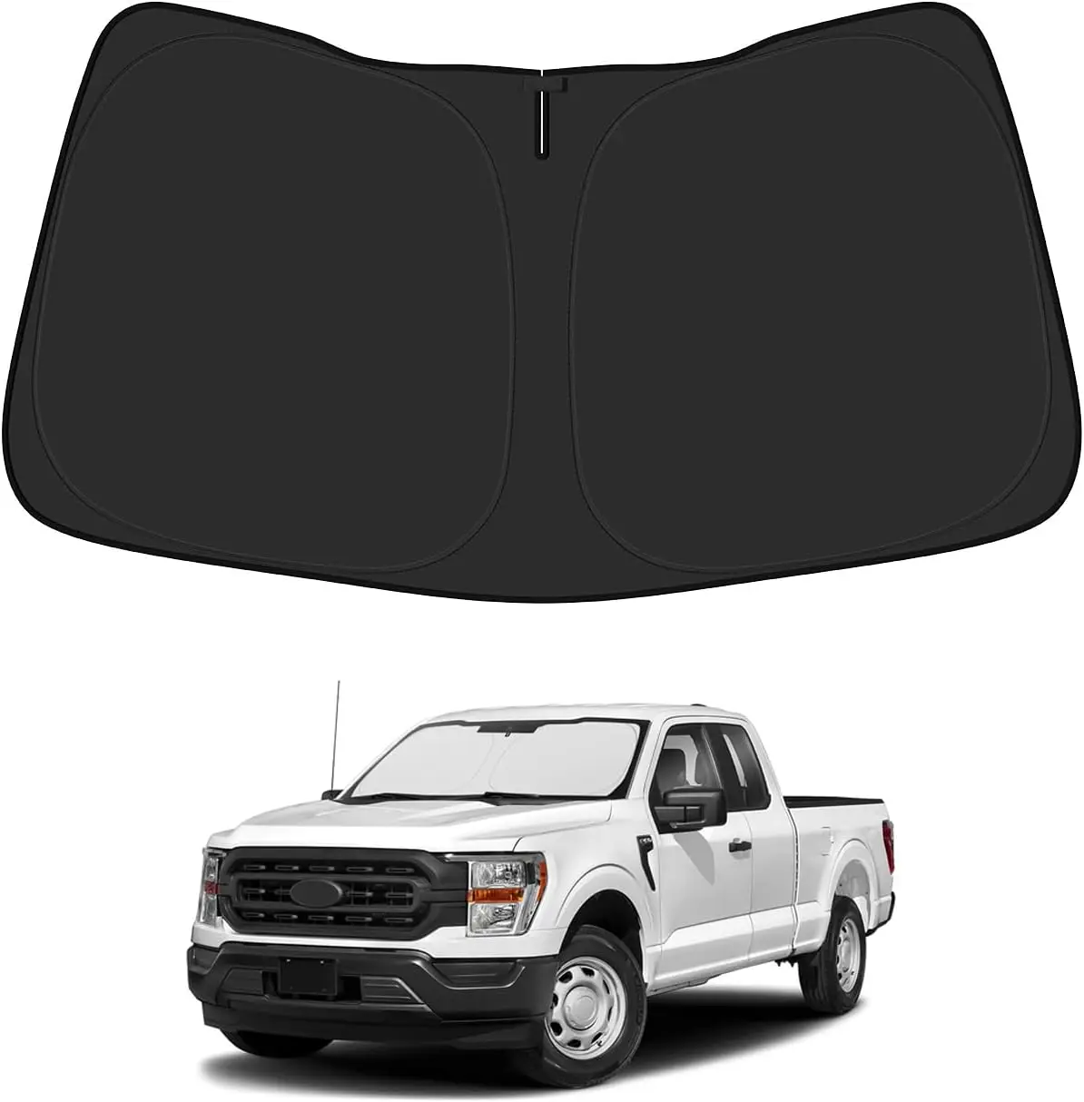 Фото Солнцезащитный козырек на лобовое стекло автомобиля для Ford F150 2015-2025, аксессуары, складной солнцезащитный козырек, светоотражающий материал из ПЭТ, блоки, УФ-лучи, передние Viso №1