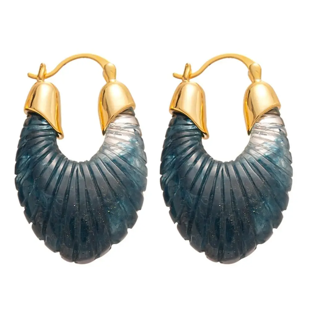 Большие серьги-кольца из смолы с геометрическим рисунком винтажные модные