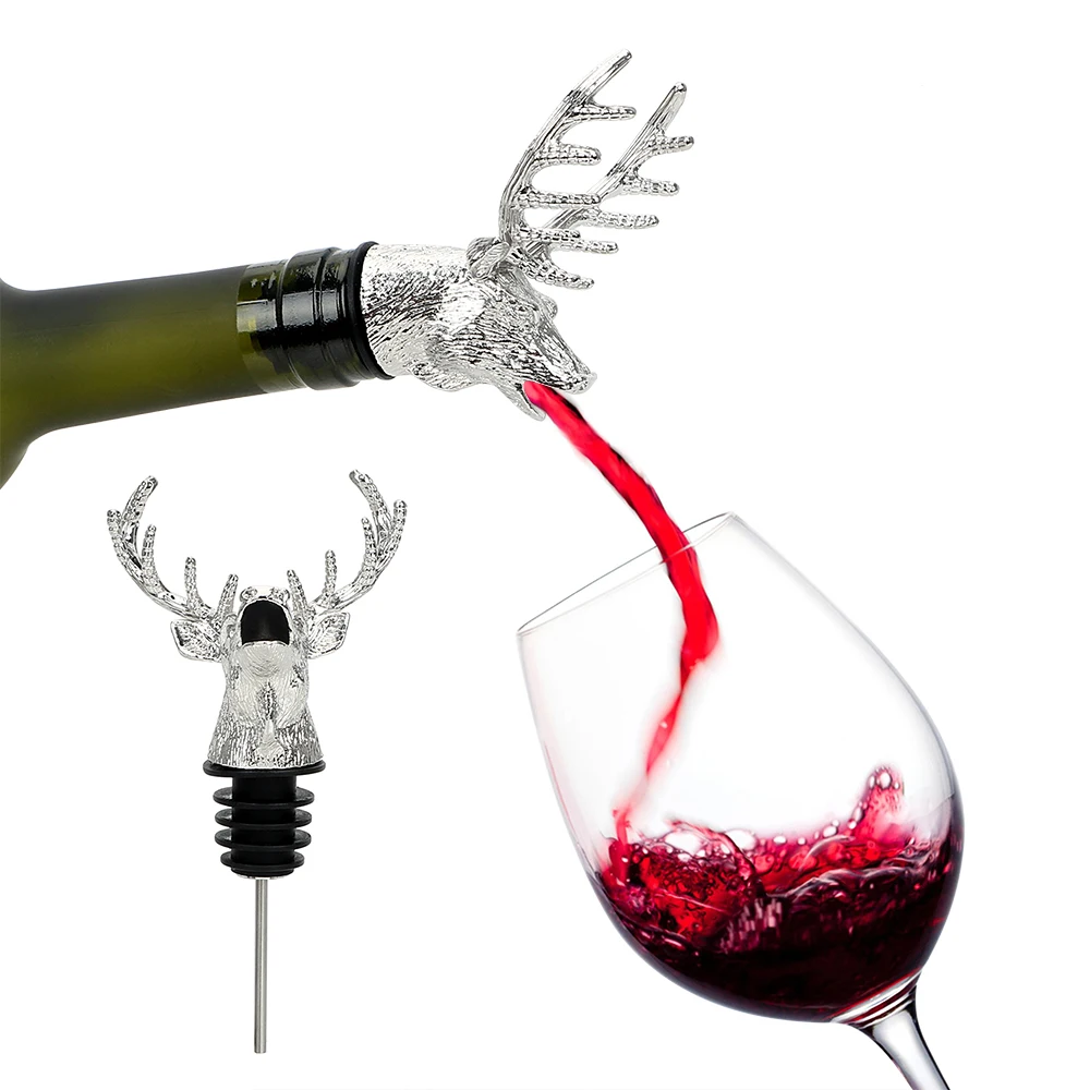 

HILIFE Wine Pourer Bottle Cap Cover Wine Extractor Funny Bottle Plug Wine Stopper Stainless Steel Bar Tools Deer Stag Head