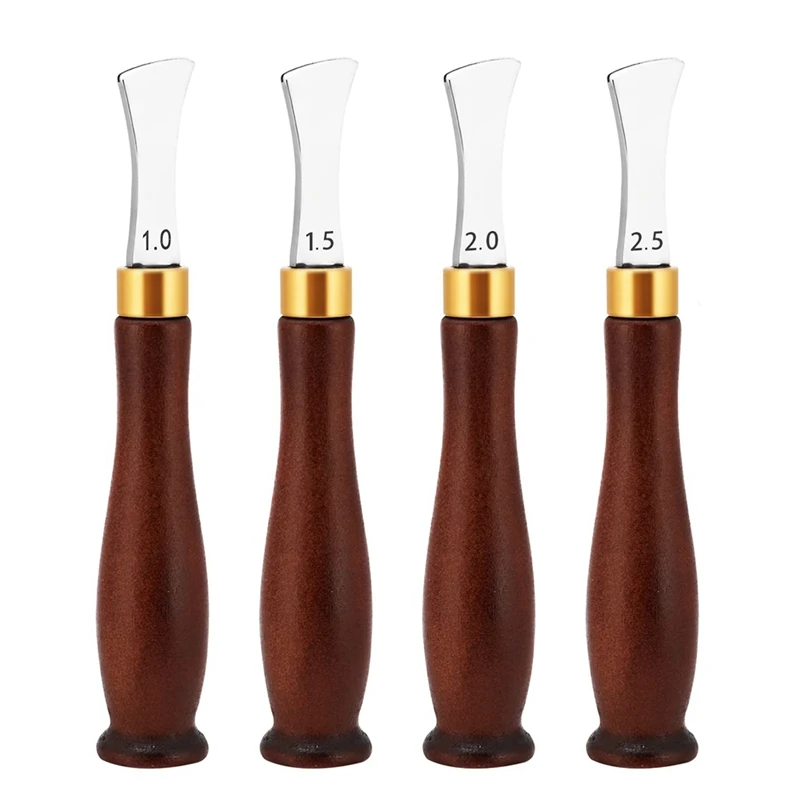 

4-Pack Leather Edge Creasing Tools,Edge Crimping Creaser, Stainless Steel Leather Edge Marking For DIY Handmade Craft