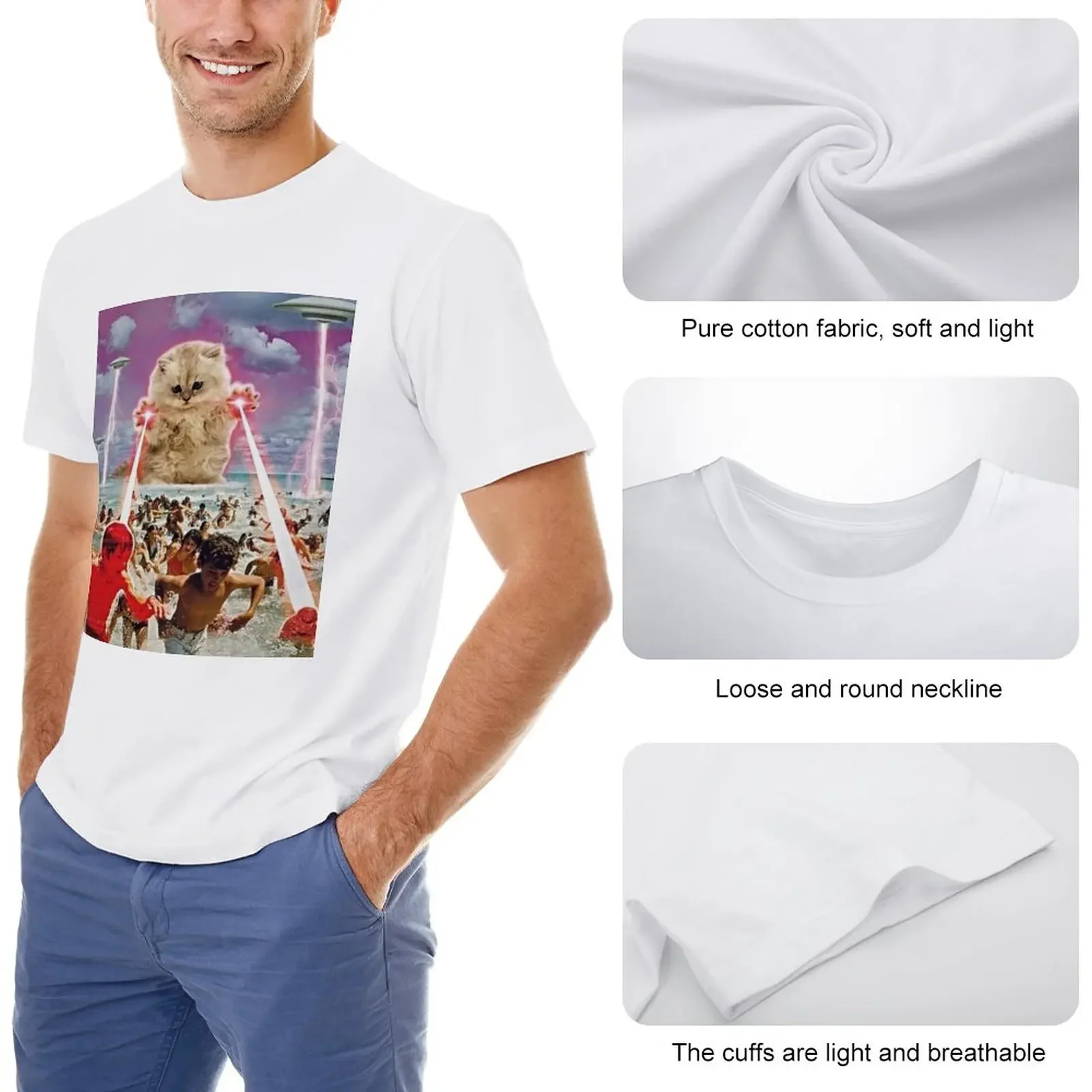 Лазерная футболка с изображением кошки уличная одежда футболки рисунком