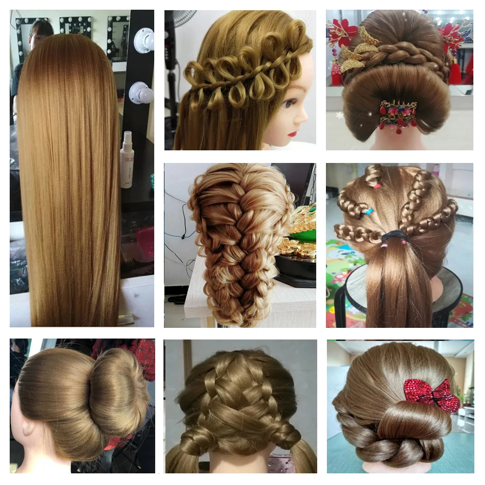 Тренировочный манекен головы блонд для парикмахерских 30 дюймов 75 см