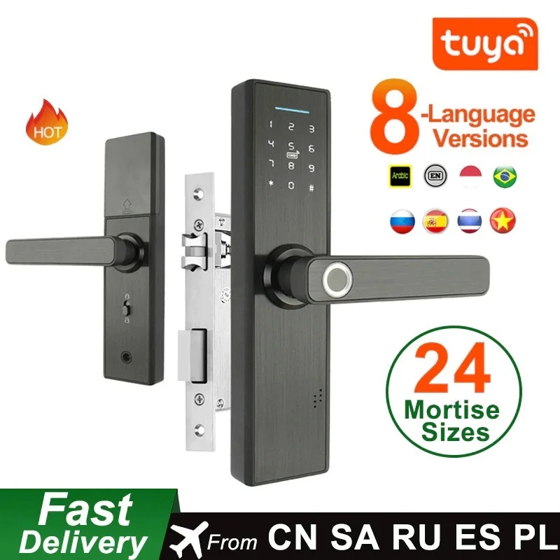 

2323 LSM Wifi Electronic Door Lock With Tuya APP Remotely / Biometric Fingerprint /Smart Card / Password /Key Unlock FG5 Plus/