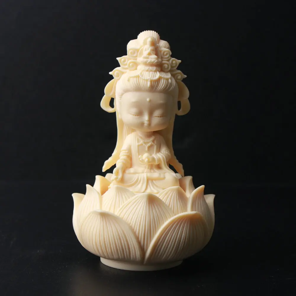 

1 Set Cartoon Lotus Guanyin Sculpture Modern Art Sculpture High-end Boutique Engraving Cute Home Bedroom Artwork