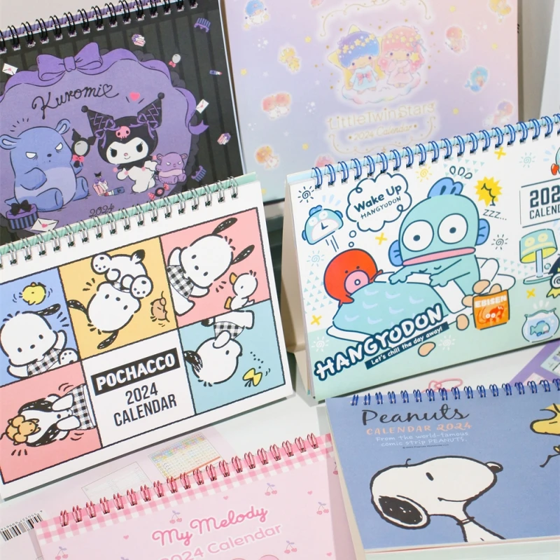 

2024 Sanrio Kuromi Cinnamoroll My Melody Desk Calendar Cartoon Desktop Small Calendar Ornaments Calendar Cute Memo With Stickers