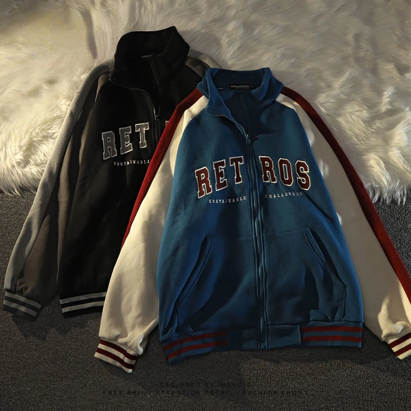 

Spring and Autumn Casual Sportswear Couple Jacket Y2k American Trend Retro Jacket Men and Women Loose Cardigan Streetwear Women