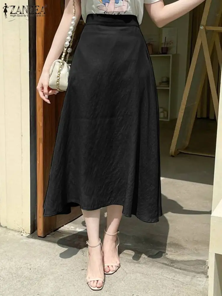 

ZANZEA Autumn Spring Overskirts Elegant Solid Color Skirts Faldas Saia A-line Ankle Length Jupe Fashion Vintage Office OL Skirt