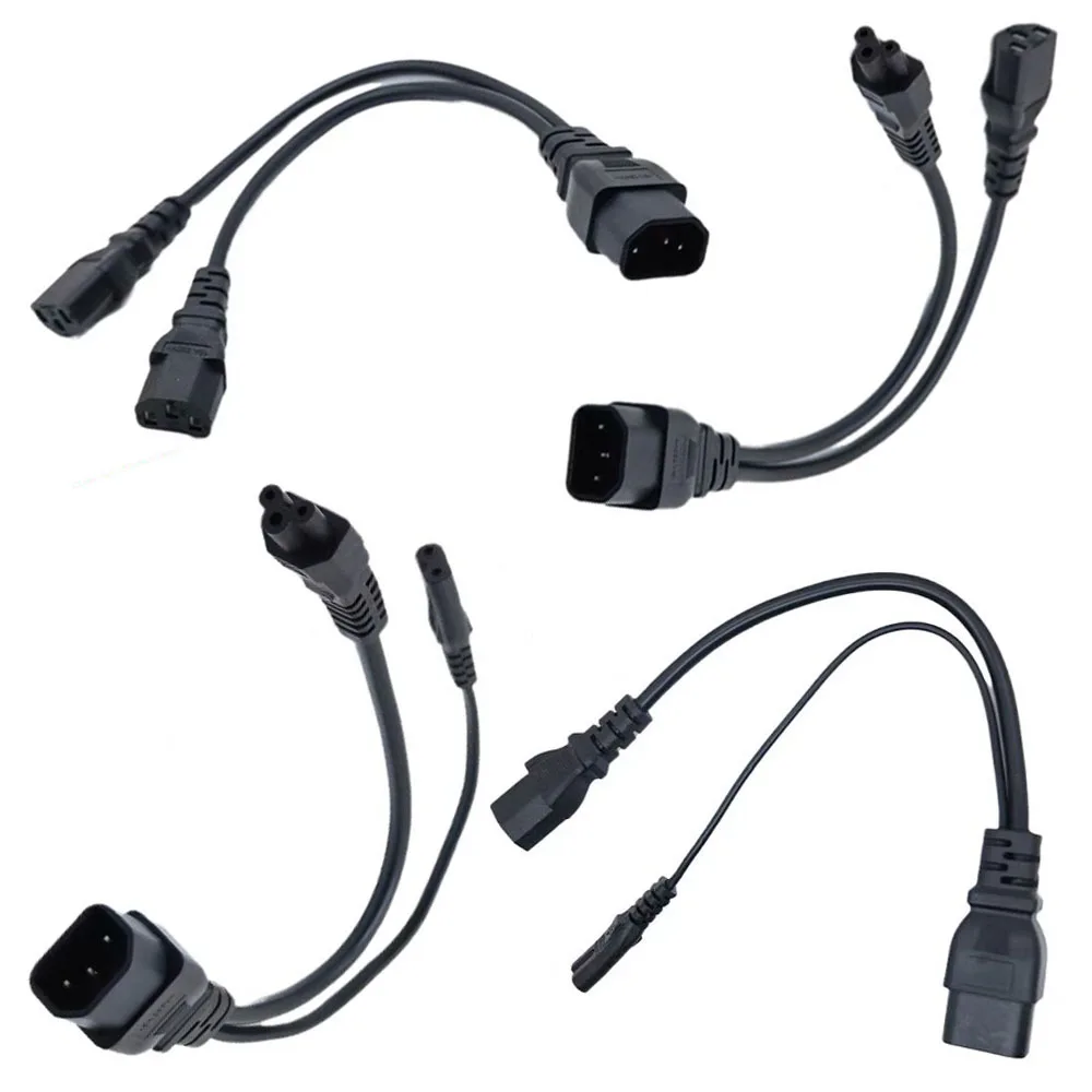 Черный медный кабель 2 в 1 IEC320 C14 к 2 C13 C5 C8 UPS PDU, шнур питания C14 к двойному C13, удлинитель кабеля передачи данных 10 А, 30 см