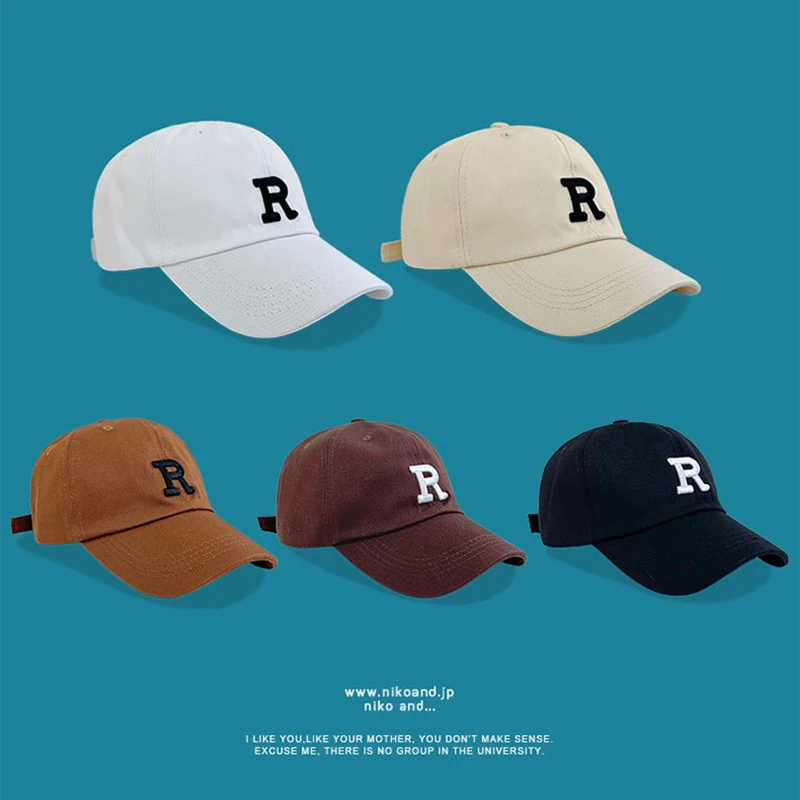 

Новая бейсбольная кепка R Letter в стиле хип-хоп, плоская Регулируемая хлопковая пляжная шляпа от солнца, Наружная повседневная полузакрытая ш...