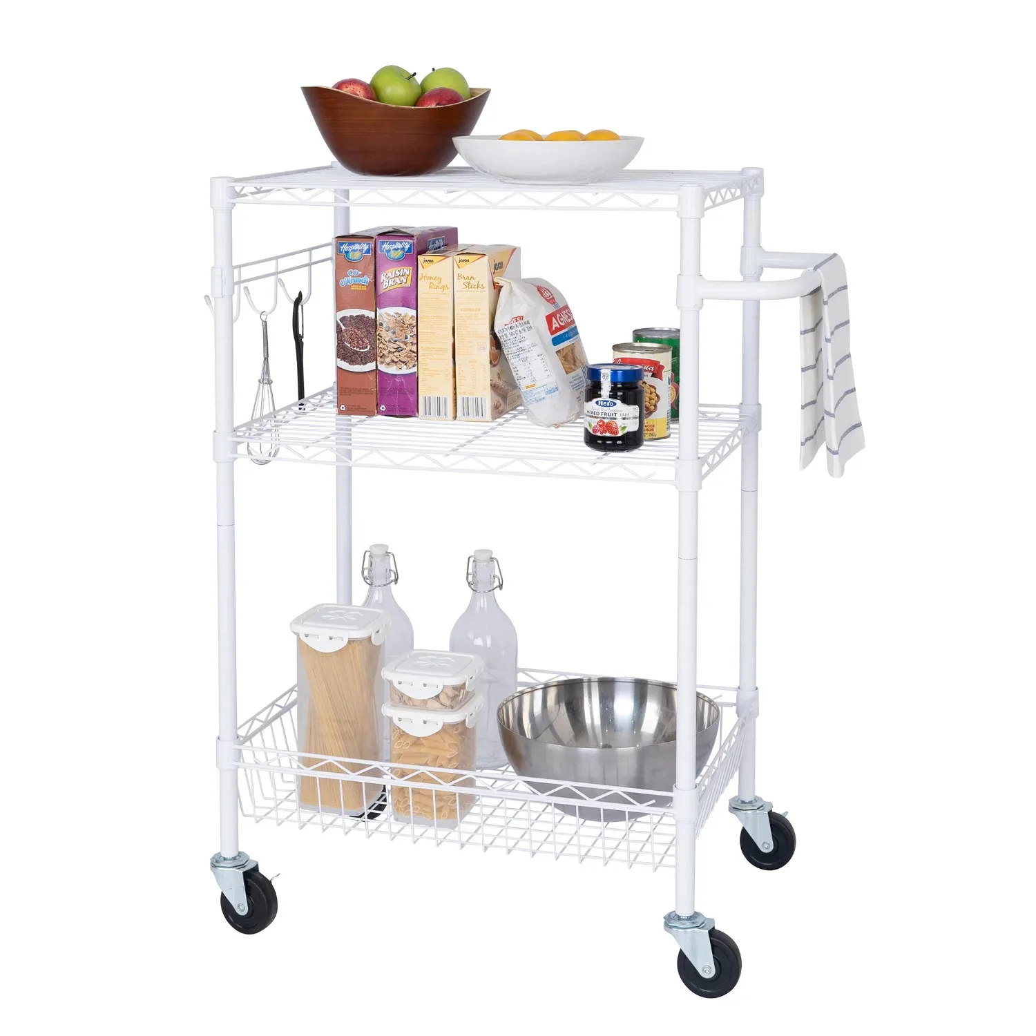 

Hyper Tough 3-Tier Multipurpose Rolling Cart for Adult, White Color, 500lbs Load Capacity rolling cart kitchen furniture