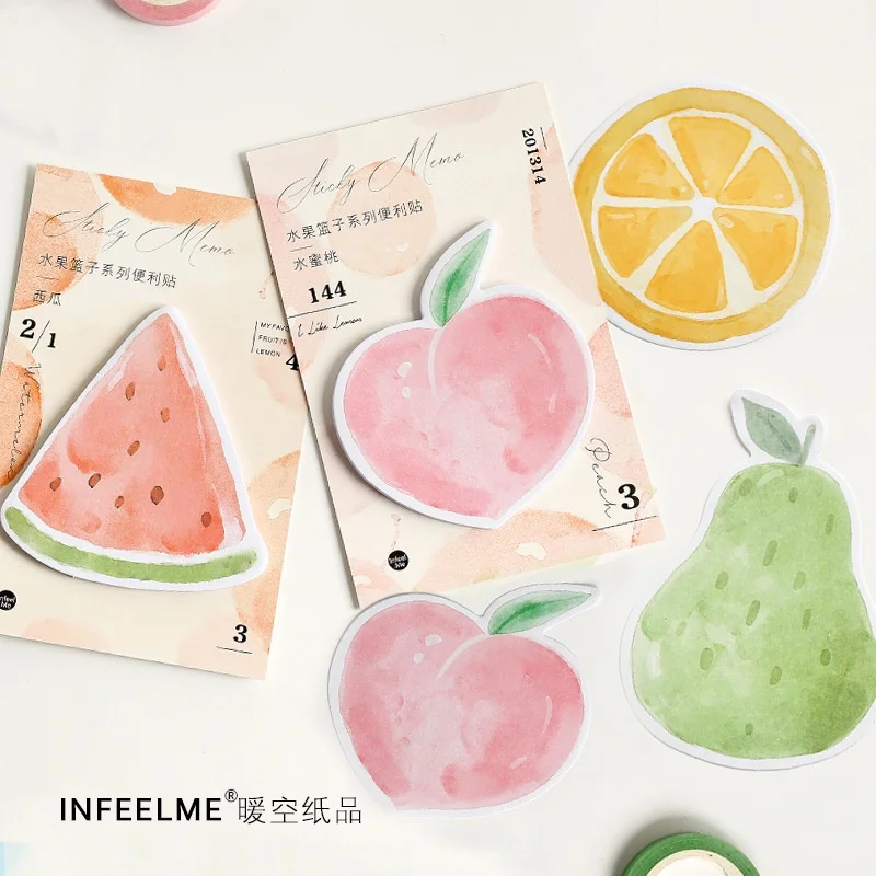 

30 Sheets Fruit Basket Series Straw Pear Peach Lemon Watermelon Message Notes N Times Sticky Notes Kawaii Stationery