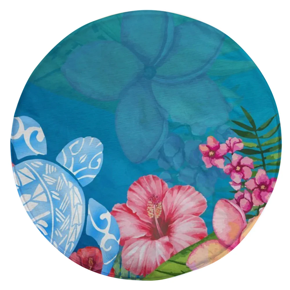 

CLOOCL Polynesia Round Mats 3D Graphic Florla Turtle Tattoo Pattern Carpets for Living Room Area Rugs Desk Mat DropShipping