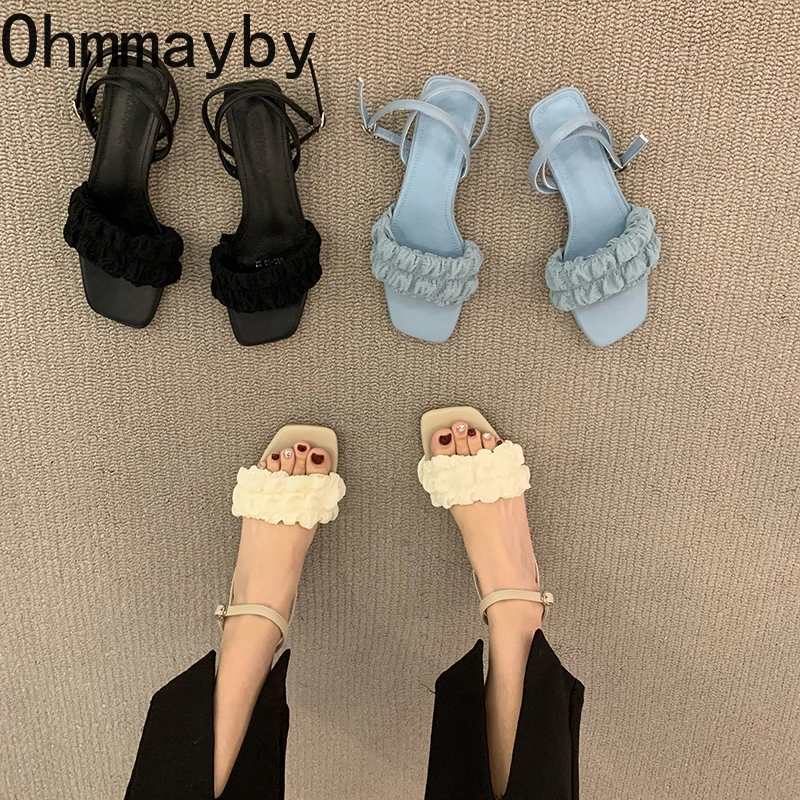 

Design Summer Gladiator Woman Sandal Fashion Transparent Thick heel Shoes Fairy Style Comfort Ladies Outdoor Beach Sandals