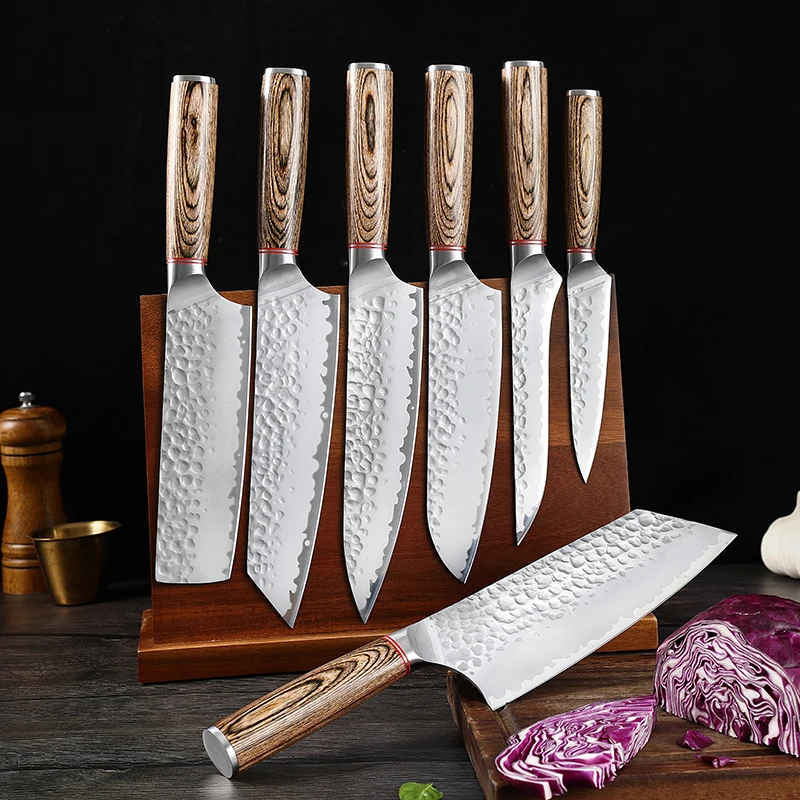 

XITUO Kitchen Knives Set Super Value 1-7pcs Stainless Steel Imitation Damascus Handmade Cutting Slicing Paring Universal Tools