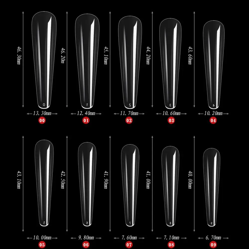 

Easy to Paste 300Pcs Fashionable Extra Long French Fake Nails Plastic False Nails Good Flexibility Nail Salon Supplies