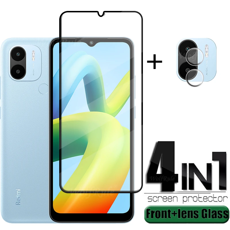 

4-in-1 For Redmi A1 Plus Glass For Xiaomi Redmi A1 Plus 2022 Full Cover 9H HD Film Screen Protector For Redmi A1 Plus Lens Glass