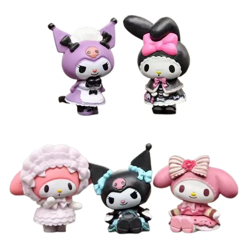 

New Creative Cartoon Personalization Kuromi My Melody Tea Party Sanrios Figure Diy Cake Dessert Baking and Making Decorations