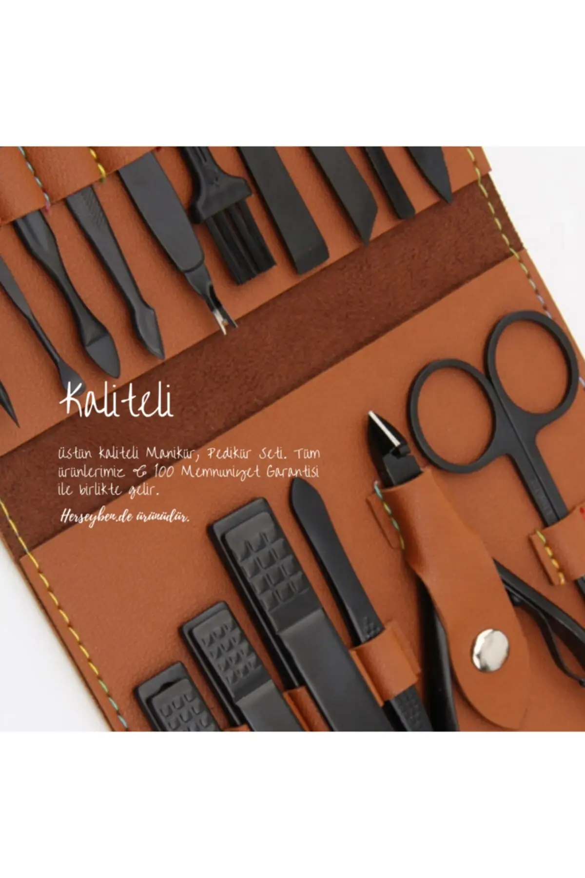 

16 piece Leather Bag Manicure Pedicure Nail Face Care Set