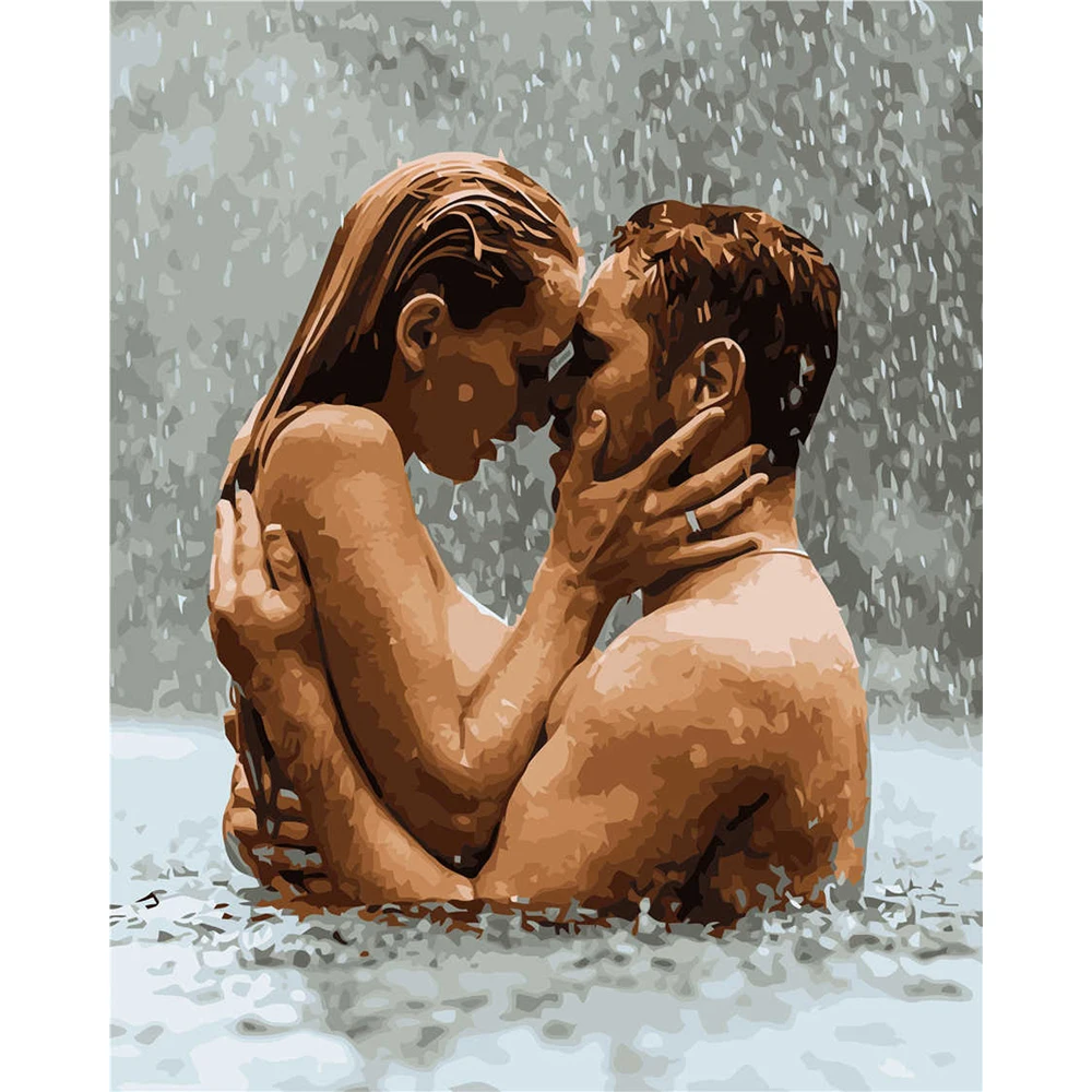 

tapb DIY Painting By Numbers Adults Couple Love Coloring By Numbers Handpainted On Canvas Home Wall Art Decor