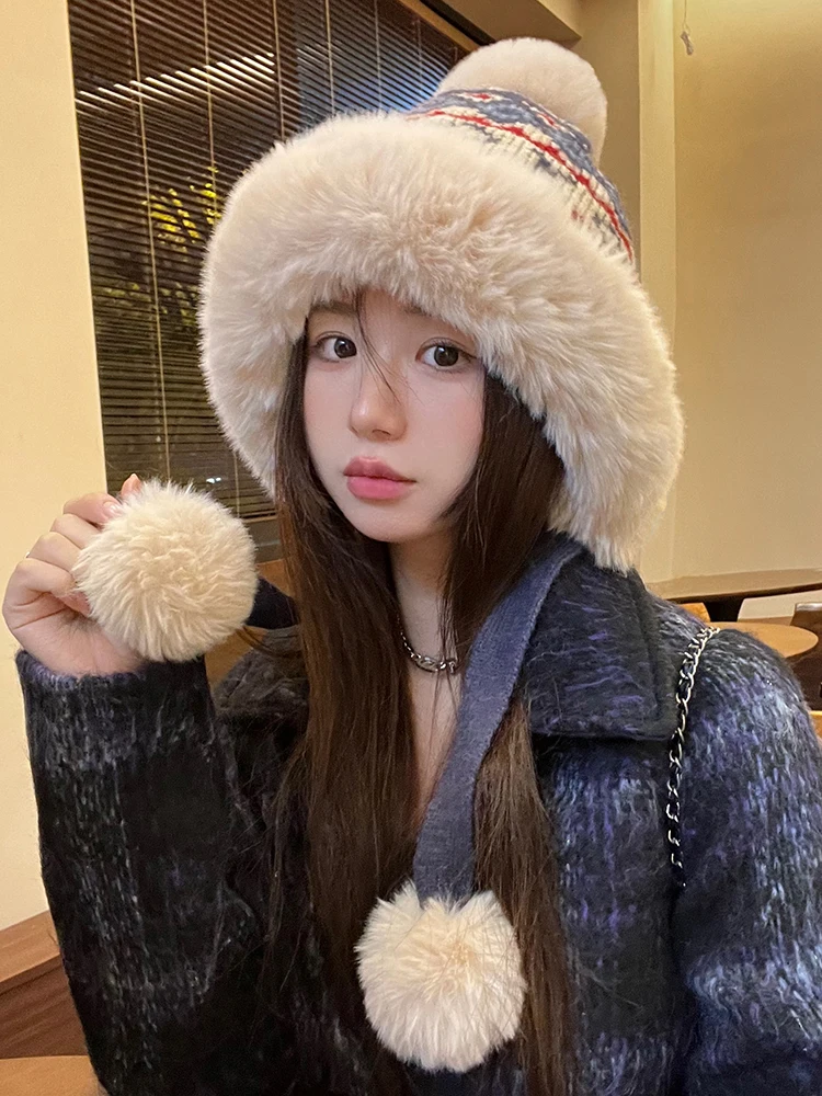 Корейская шапка Sle Lei Feng женская осенне-зимняя утолщенная шапка-ушанка теплая