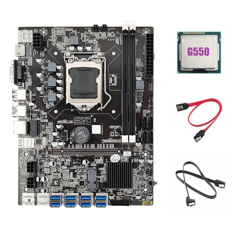 

B75 ETH Mining Motherboard 8XPCIE USB Adapter+G550 CPU+2XSATA Cable LGA1155 MSATA B75 USB Miner Motherboard