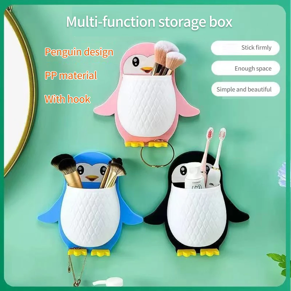 

Universal Remote Control For Air Conditioner Tv Mobile Phone Storage Organizer Penguin Wall-mounted Storage Box