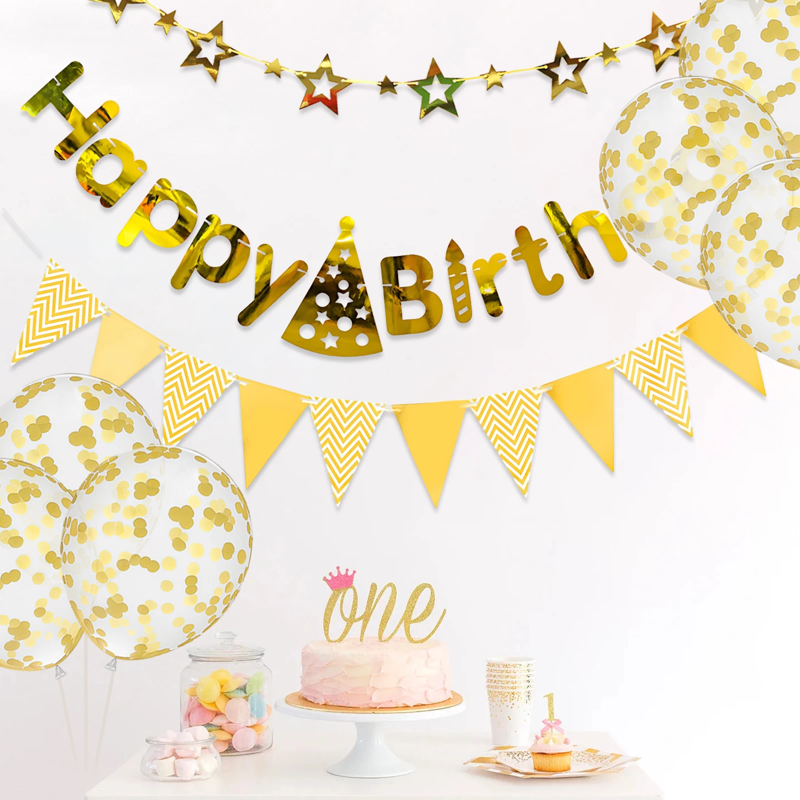 Набор из 11 предметов для вечеринки в честь Дня Рождения баннер треугольный
