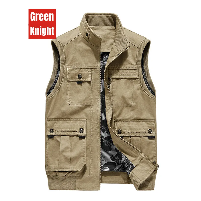 

Spring and autumn men's cotton jacket, vest, high-quality fashion brand military equipment, large casual sleeveless vest coat