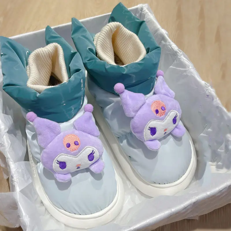

Kawaii Sanrios Anime My Melody Kuromi Cinnamoroll Ins Winter Indoor Home Anti-Slip Soft Sole Color Blocking Moonlight Shoes
