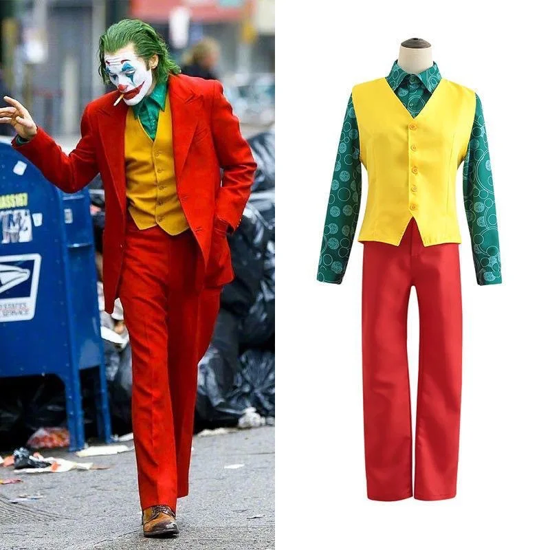 

Joker Joaquin Phoenix Arthur Fleck Cosplay Costume Suits Halloween Party Uniforms for Adult Kids Shirts+Coat++Vest+Pant