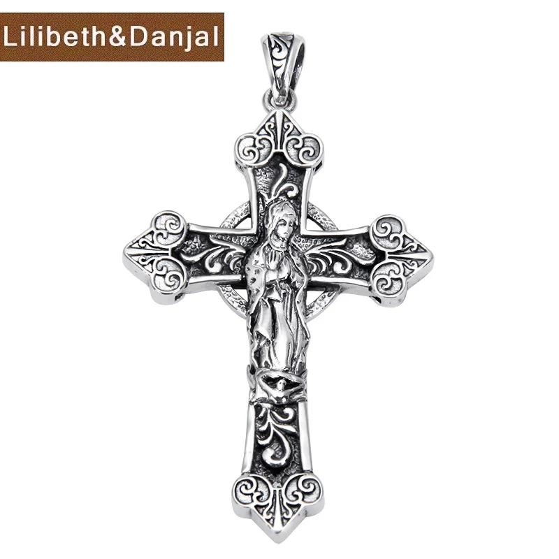 Мужская винтажная подвеска в виде креста из серебра 100% пробы