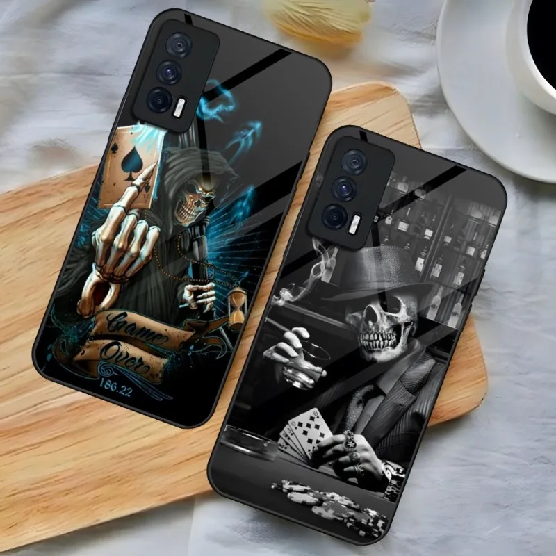 

Grim Reaper Skull Skeleton чехол для телефона для Vivo S12 S10 S9 IQOO Z3 U5 NEO5 Y30 7 9 8 Y76 Y70 Y55 Y31 X70 X60 Pro, закаленное стекло