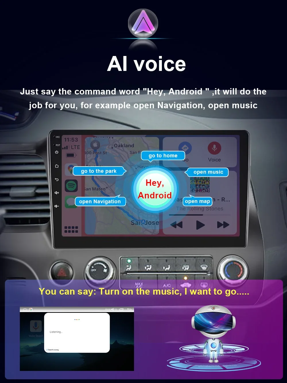 Для Honda civic 2005-2012 Автомобильный Android 13 мультимедийный Carplay GPS AI голосовая навигация