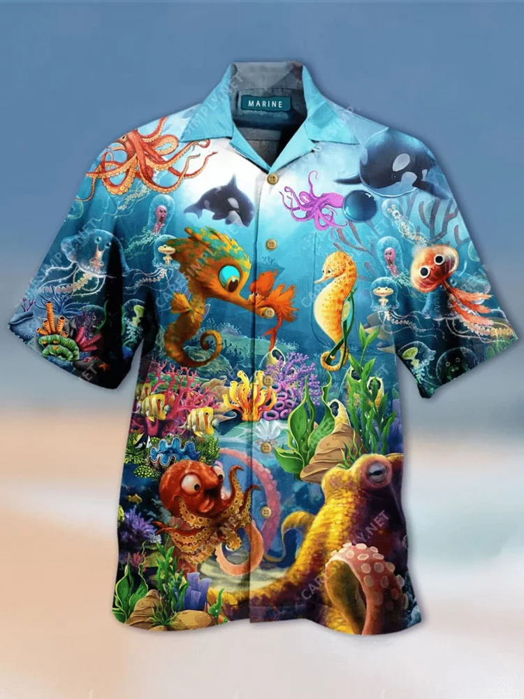 Summer Men's Shirts Oversized Casual Fashion Cool Beach Short Sleeves Tops Lapel Breathable Harajuku Clothes Hawaiian Shirt 5XL