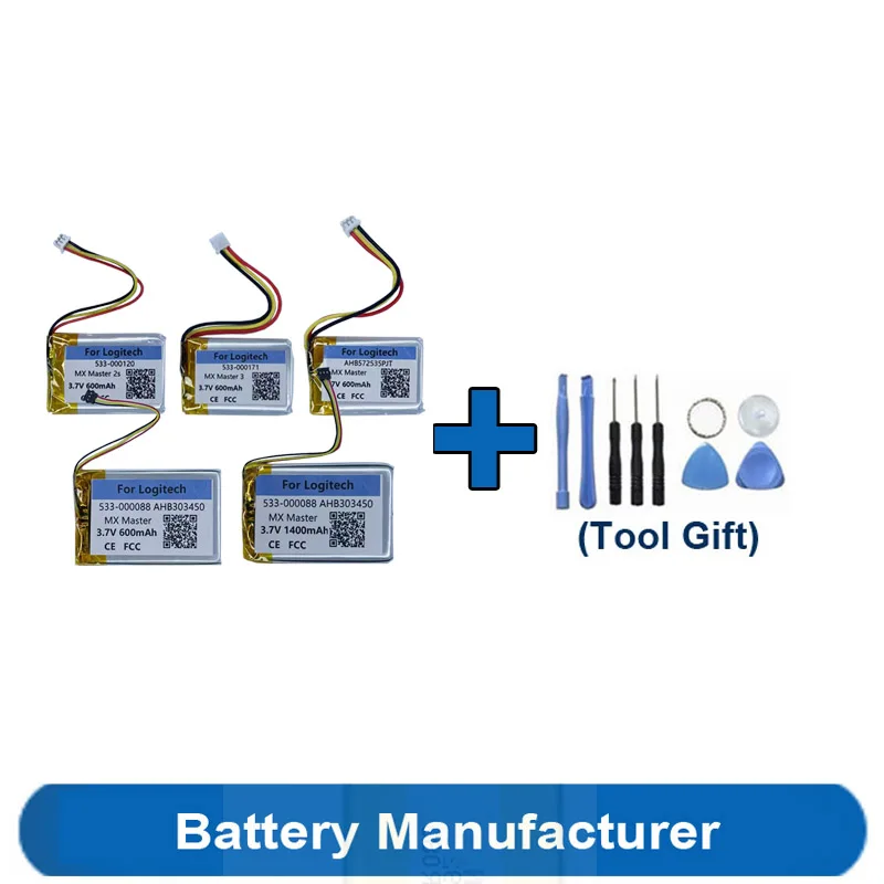 

Tools Gift + 600mAh-1400mAh Battery For Logitech MX Master / 2s / 3 Wireless Game Mouse Batterie Accumulator AKKU
