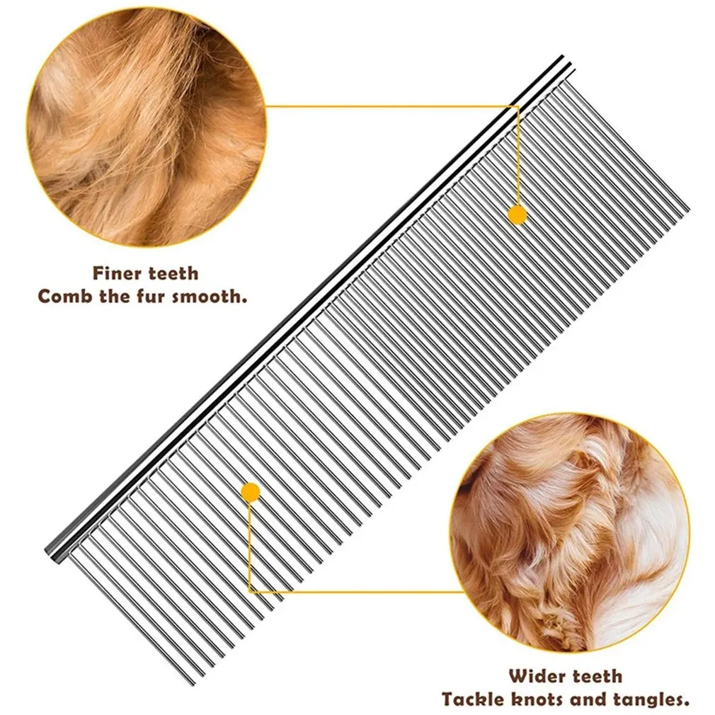 

Pet Comb Stainless Steel Pet Grooming Comb For Dogs And Cats Removes Loose Undercoat Mats Tangles And Knots