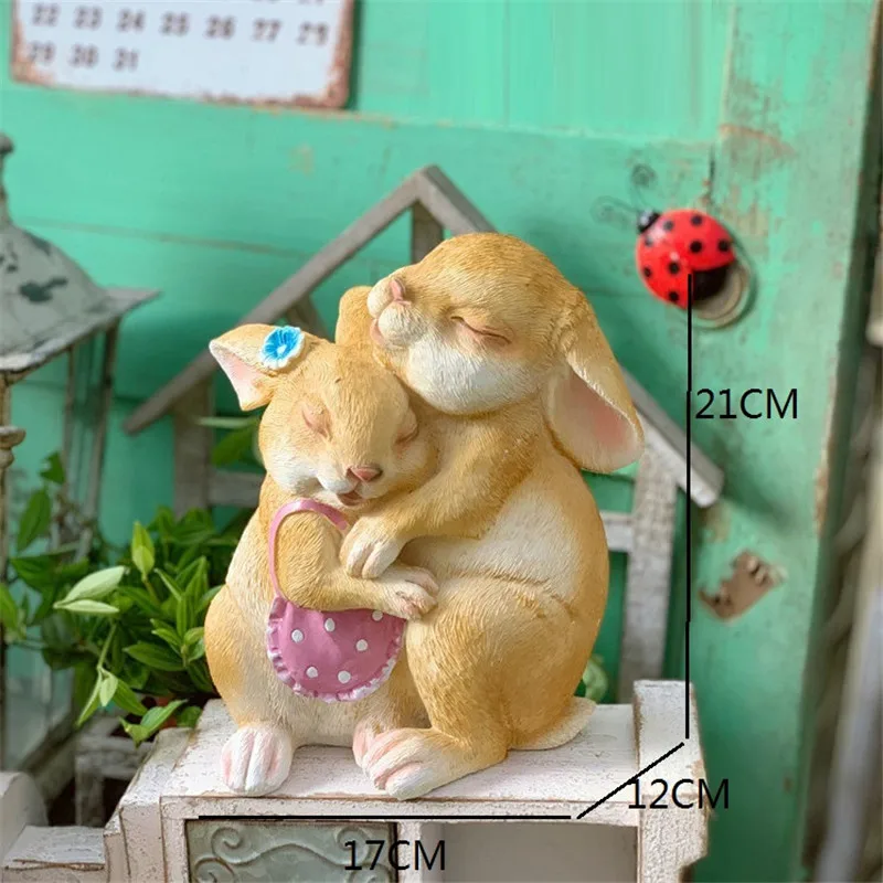 

Garden Cute Animal Couples Rabbit Statue Resin Courtyard Villa Art Sculpture Home Balcony Figurine Decoration R6848