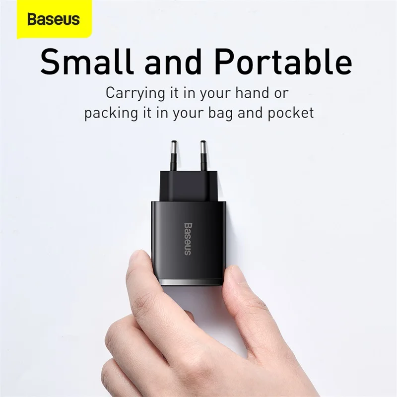 

Baseus Compact Fast 30W USB Charger UK US EU QC3.0 PD3.0 Type C PD Charging 3 Ports Quick Phone For iPhone Xiaomi Samsung