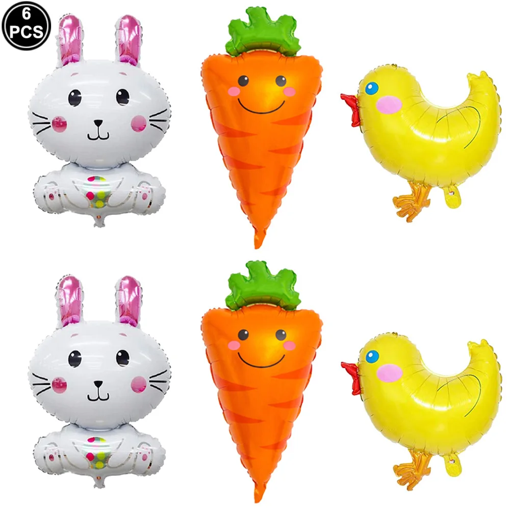 

6Pcs Easter Bunny Foil Balloon White Rabbit Shaped Balloons Easter Party Favors Animal Foil Balloons Easter Birthday Party Decor
