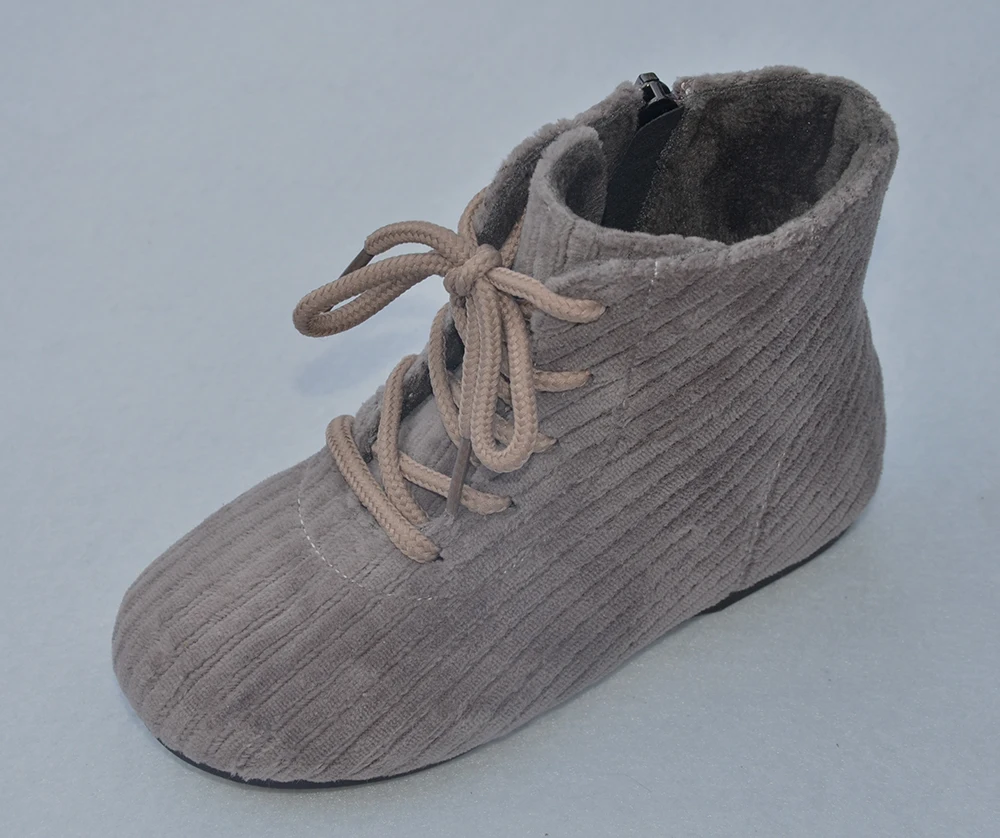 Botas con cordones y cremallera para niñas, Zapatos de tela de PANA con punta redonda, novedad de otoño, 2022
