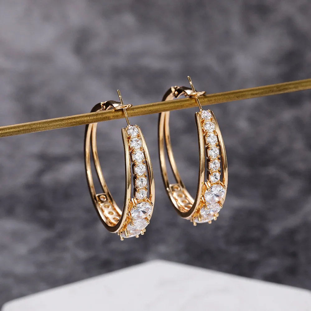 

Copper Inlaid Zircon Earrings Popular Fashion Women's Earrings Romantic Valentine's Day Engagement Wedding Anniversary Jewelry