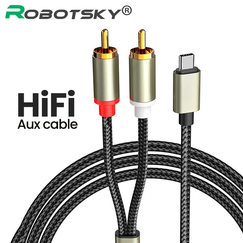 

Type C To RCA Audio Cable For iPhone Jack 2 RCA Audio Aux Converter For Sumsung Xiaomi Speaker USB C AUX Speaker Amplifier 1m