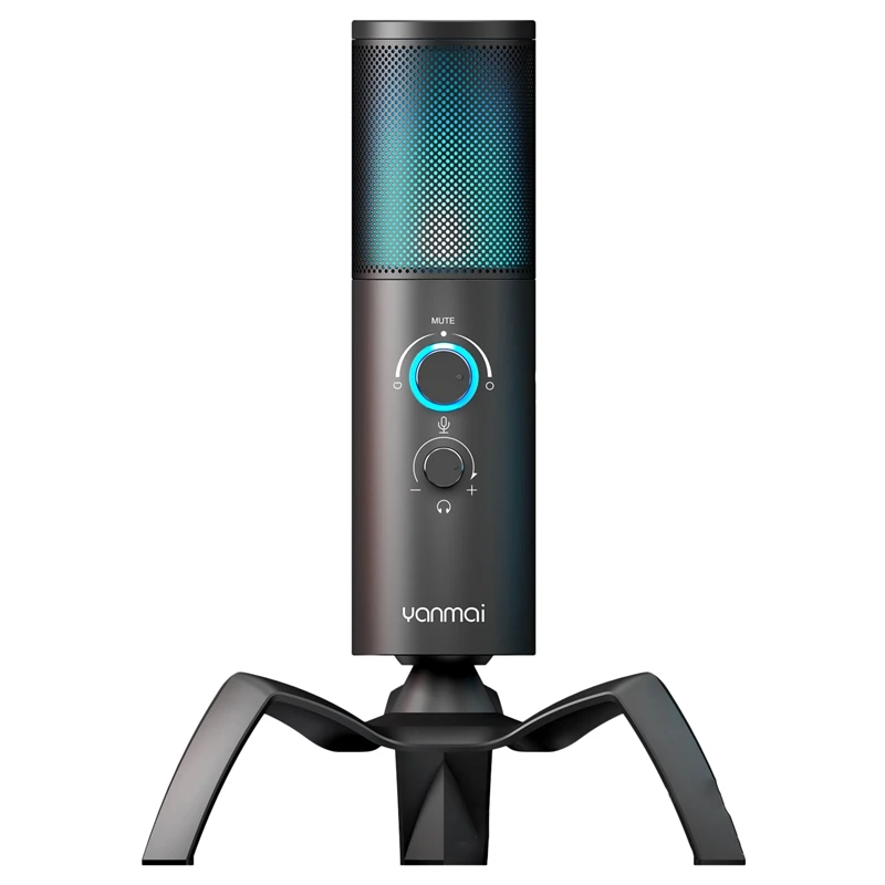 

Yanmai Q18 Dual-Pointing Microphone, USB Condenser Game Live Broadcast Rgb Recording Microphone For Computers And Mobile Phones