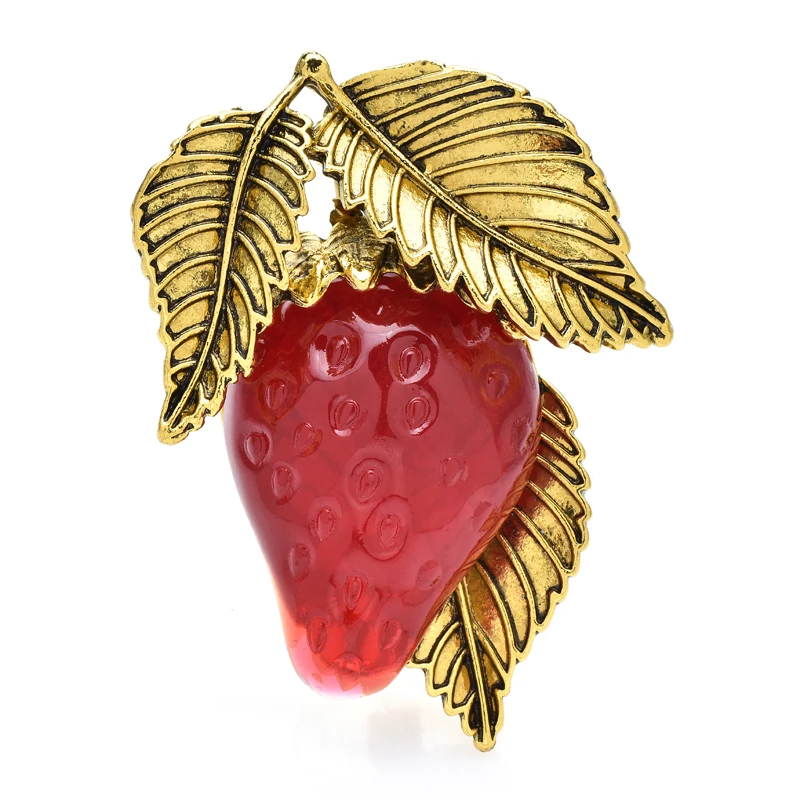 

Wuli&baby Resin Strawberry Brooches For Women Lady Charming Fruits Party Casual Brooch Pin Gifts