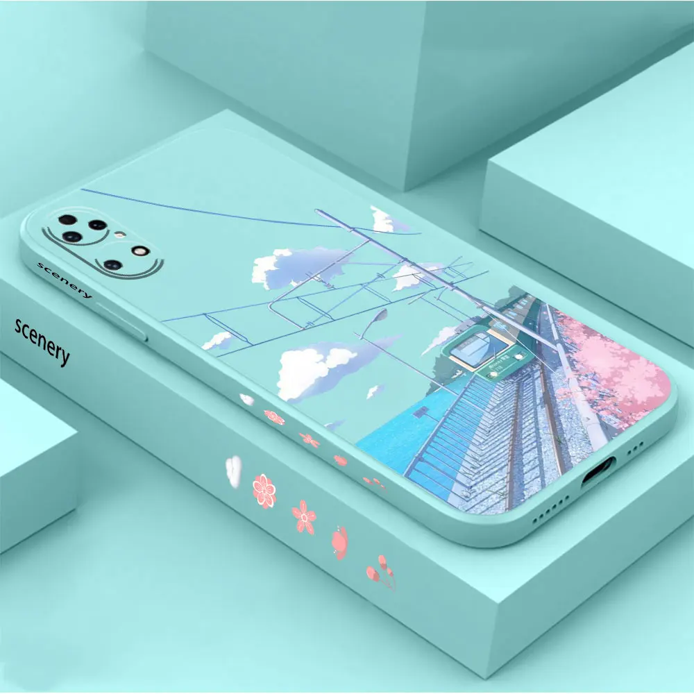 Japan High Speed Train Scenery Phone Case For Huawei P60 P50 P40 P30 P20 Mate 50 40 30 20 20X 10 Colour Liquid Silicone Cover