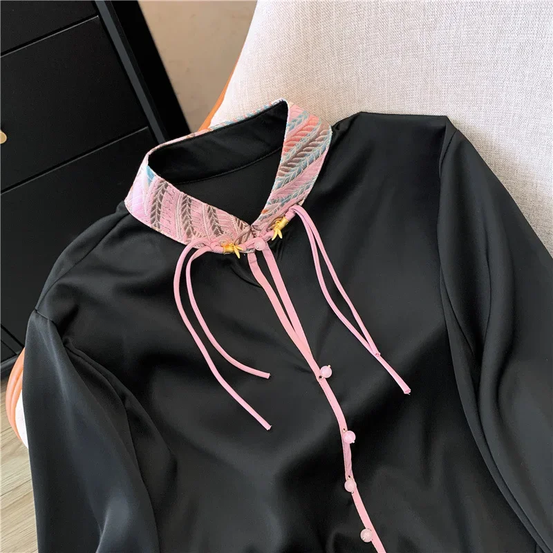 2024 весенняя новая женская рубашка с вышивкой в китайском стиле топ высокого