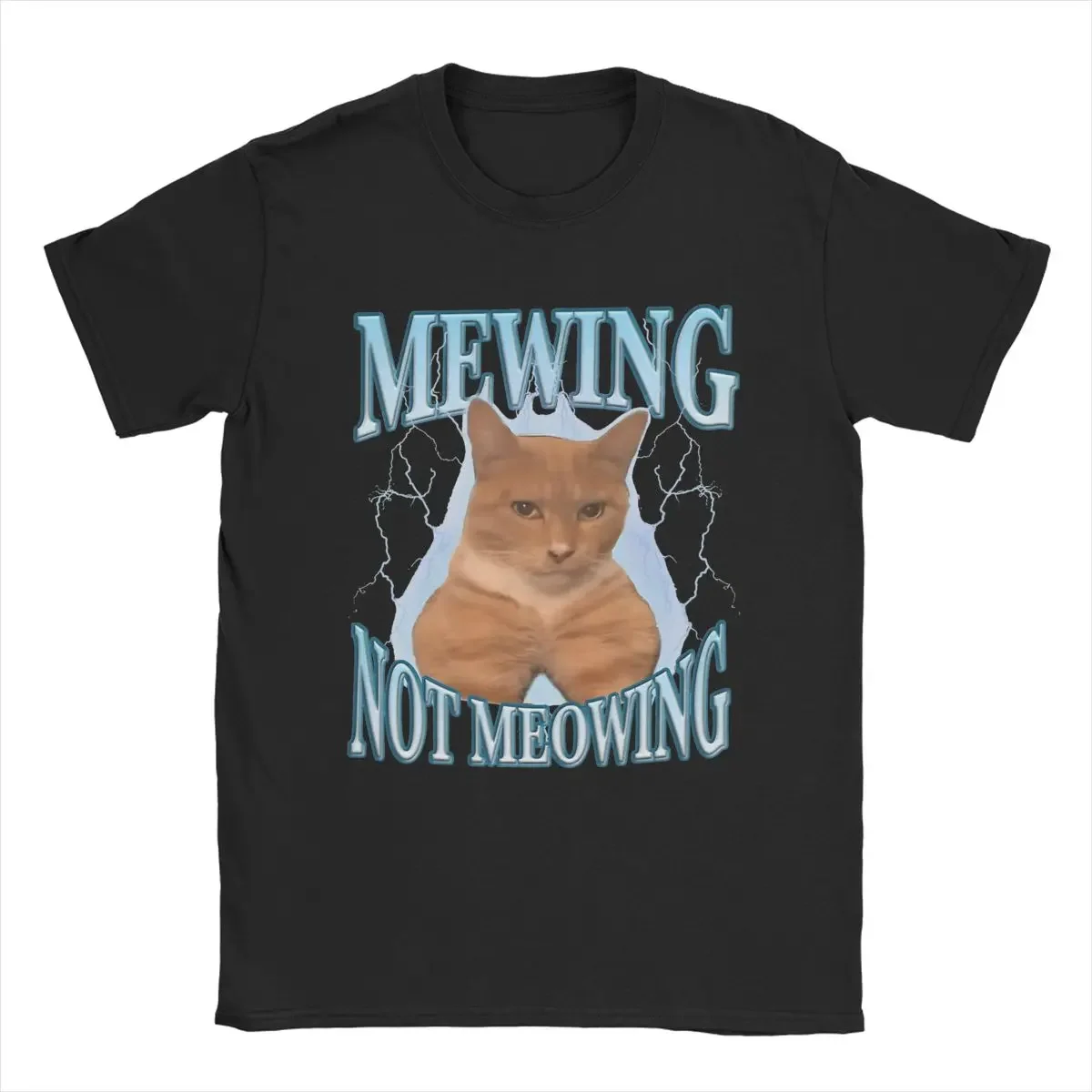 Мужские Винтажные футболки Mewing Not medue Cat Meme с коротким рукавом и круглым вырезом