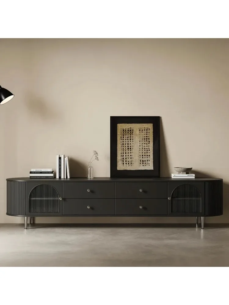 *Черный дисплей современные подставки для телевизора шкаф из массива дерева