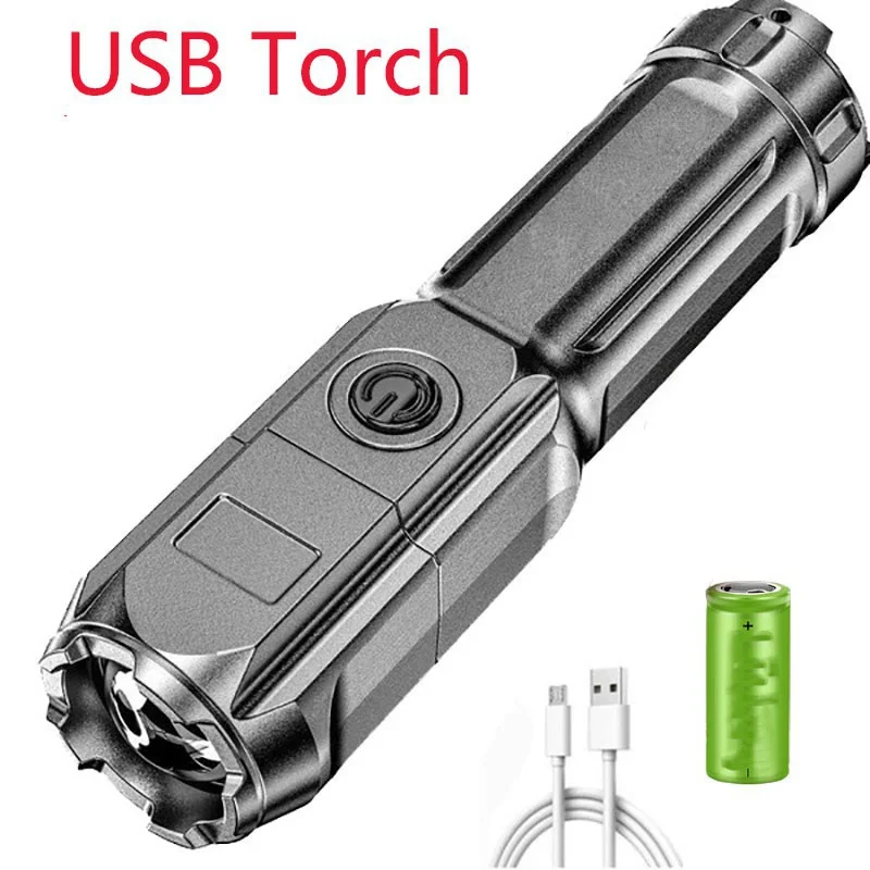 

Суперъяркий светодиодный фонарик из АБС-пластика с сильсветильник том и фокусировкой, уличный портативный домашний Многофункциональный п...