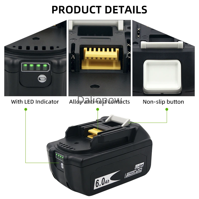 Литий-ионный перезаряжаемый аккумулятор BL1860 6000 мАч 18 в для электроинструментов